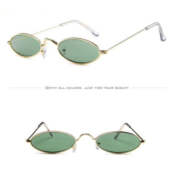 GIJNRIUIUA Under $5 Retro Oval Sunglasses for Women Men Vintage Stylish Narrow Cat Eye Design Protection Multicolor Frame