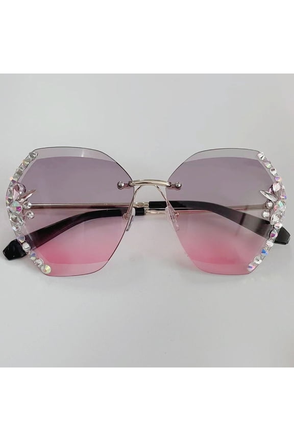 Under $5 Square Aviator Sunglasses for Women Men Protection Trendy Sun Glasses Rimless Frame