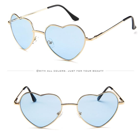 GIJNRIUIUA Under $5 Women Men Heart Sunglasses Sun Glasses for Driving Traveling Outfit Blue Frame