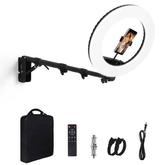 GIJUANRING 48W 18LED Wall-Mounted Ring Light, Bi-Color with Wall Bracket Phone Holder for Hair Salons,Makeup,Live Streaming