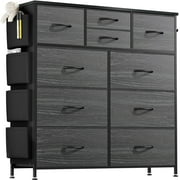 GIKPAL Fabric Dresser with Wood Top, Storage Tower for Bedroom & Closet, Black