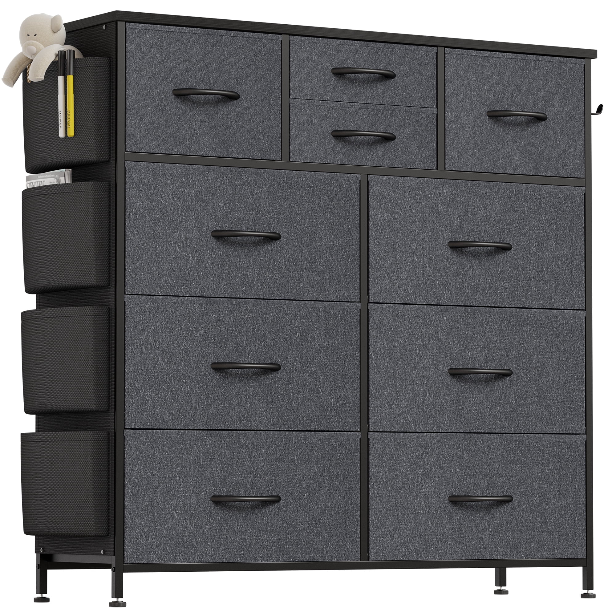 GIKPAL 10 Drawer Dresser, Chest of Drawers for Bedroom with Side ...