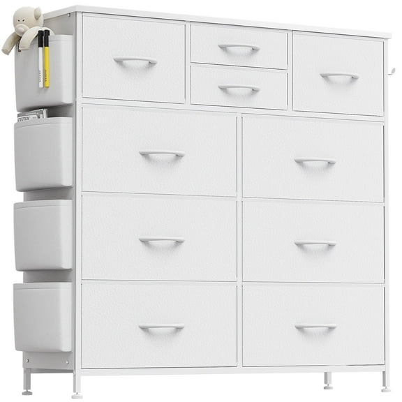 GIKPAL Fabric Dresser with Wood Top, Storage Tower for Bedroom & Closet, White
