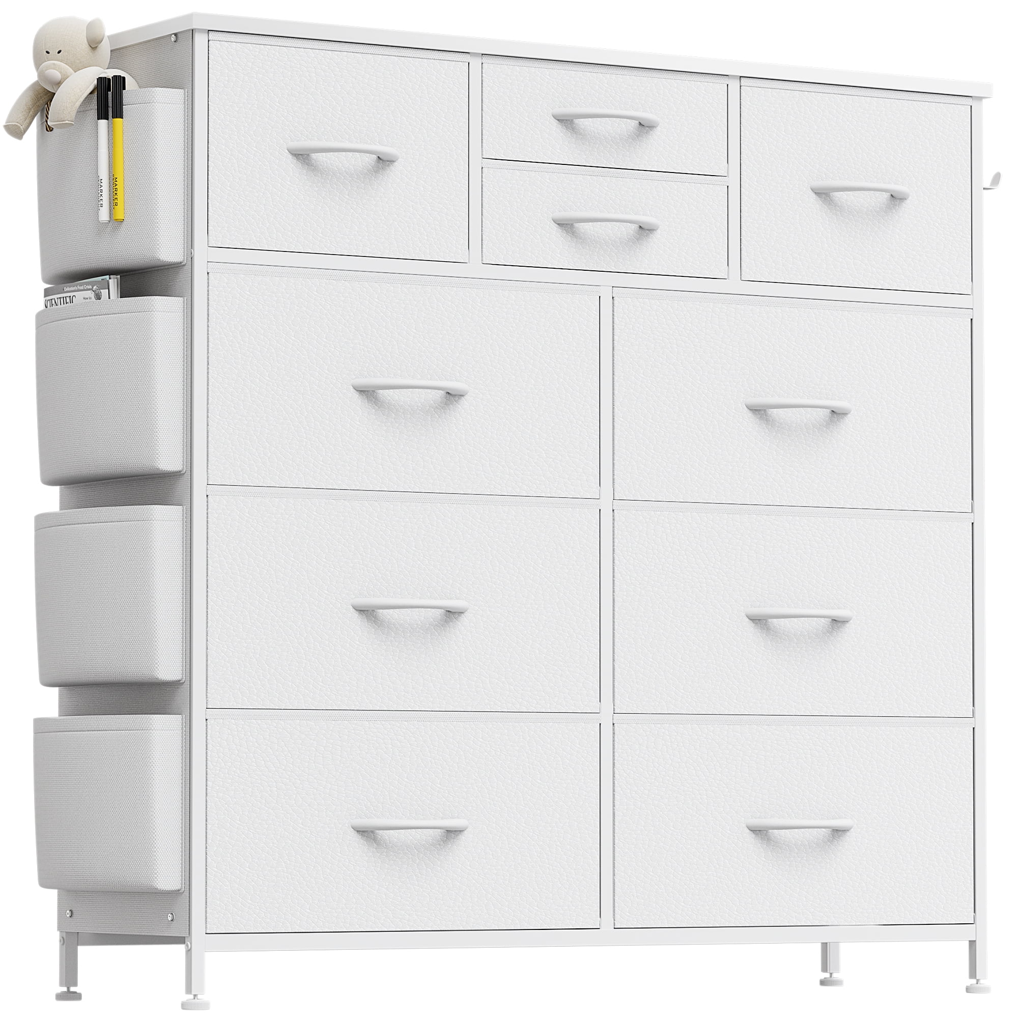 GIKPAL 10 Drawer Dresser, Chest of Drawers for Bedroom with Side ...