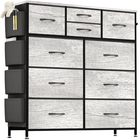 GIKPAL Fabric Dresser with Wood Top, Storage Tower for Bedroom & Closet, Oak