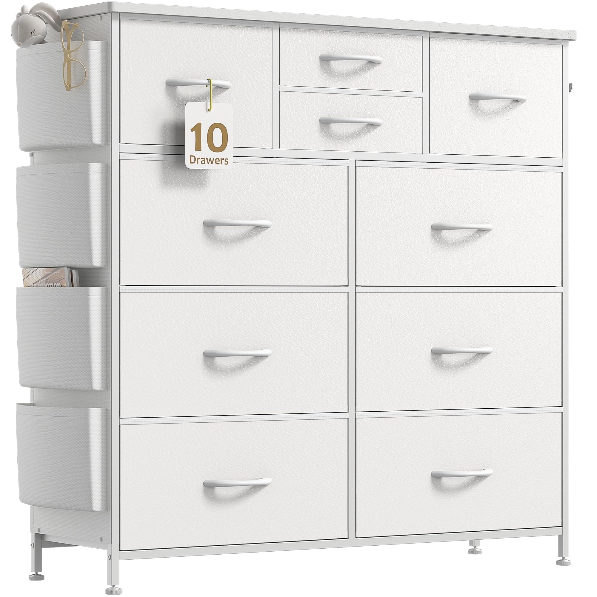 GIKPAL 10 Drawer Dresser, White Dresser Chest of Drawers Dressers for