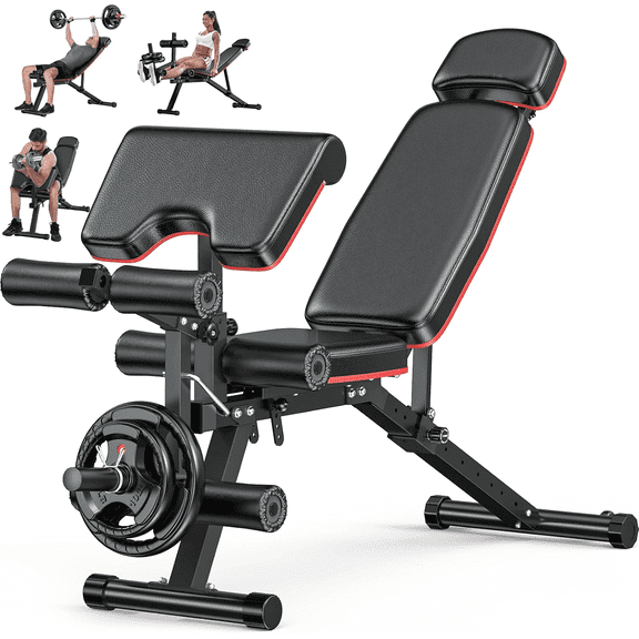 GIKPAL 10 Positions Adjustable Weight Bench Workout Bench for Home Gym,Olympic Weight Bench Press for Full Body Strength Training,Support up to 900lbs