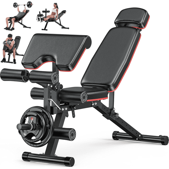 GIKPAL 10 Positions Adjustable Weight Bench Workout Bench for Home Gym,Olympic Weight Bench Press for Full Body Strength Training,Support up to 900lbs