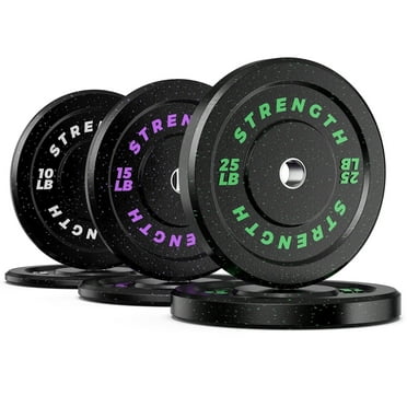 GIKPAL 100lb 2-inch Olympic Weight Plates, Durable Recycled Rubber - Low Noise & Floor Protection - Quick Identification, 10lb to 55lb Weights - Ideal for Weightlifting & Crossfit