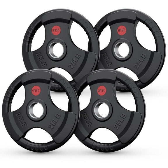 GIKPAL 100lbs Weight Plates 2 Inch Rubber Coated Olympic Weight Plate for Strength Training & Weightlifting in Home Gym, Solid Cast Iron Bumper Plates for Barbell