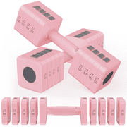 GIKPAL 10lbs*2 Adjustable Dumbbells Set, 4-in-1 Free Weights for Women, Hand Weights for Home Gym, Pink
