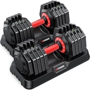 GIKPAL 110LB(55lbs*2) Adjustable Dumbbells Set of 2,10 in 1 Quick-Select 9-55lbs Free Weight Adjustable Dumbbells for Men/Women Home Gym