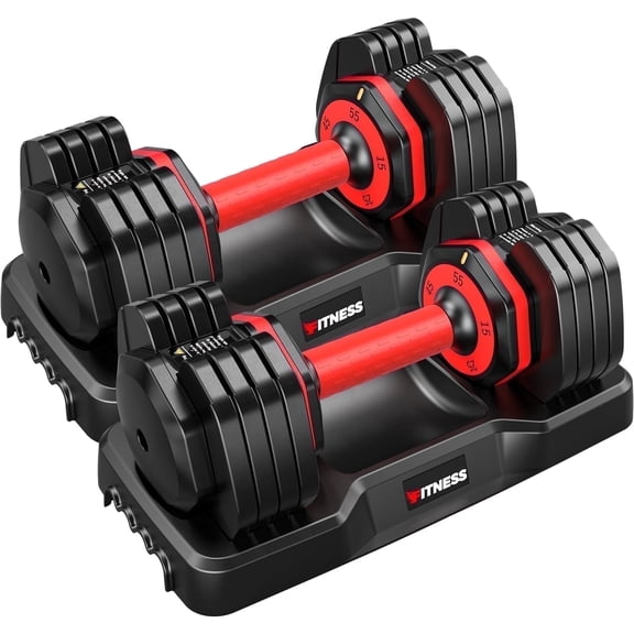 GIKPAL 110lbs(55lb*2) Adjustable Dumbbells,Quick Select 15-55lbs set of 2 Adjustable Free Weights Plates with Rack for Women and Men for Home Gym Full Body Workout Fitness