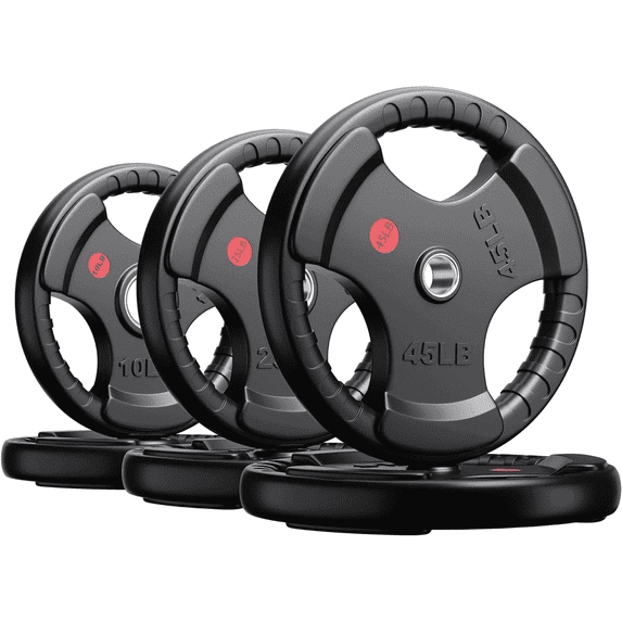 GIKPAL 160lbs Weight Plates 2 Inch Rubber Coated Olympic Weight Plate for Strength Training & Weightlifting in Home Gym, Solid Cast Iron Bumper Plates for Barbell