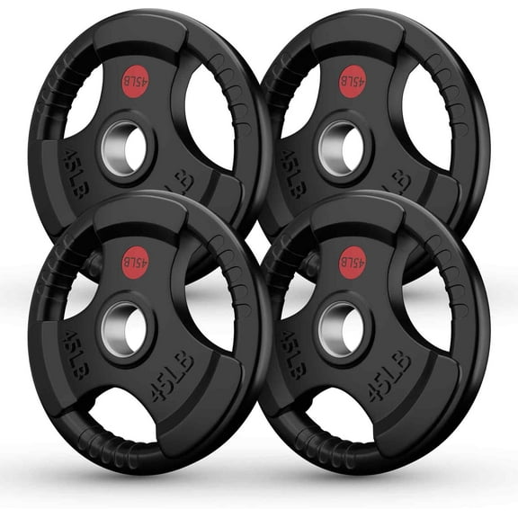 GIKPAL 180lbs set Weight Plates 2 Inch Rubber Coated Olympic Weight Plate for Weightlifting in Home Gym, Solid Cast Iron Bumper Plates for Barbell