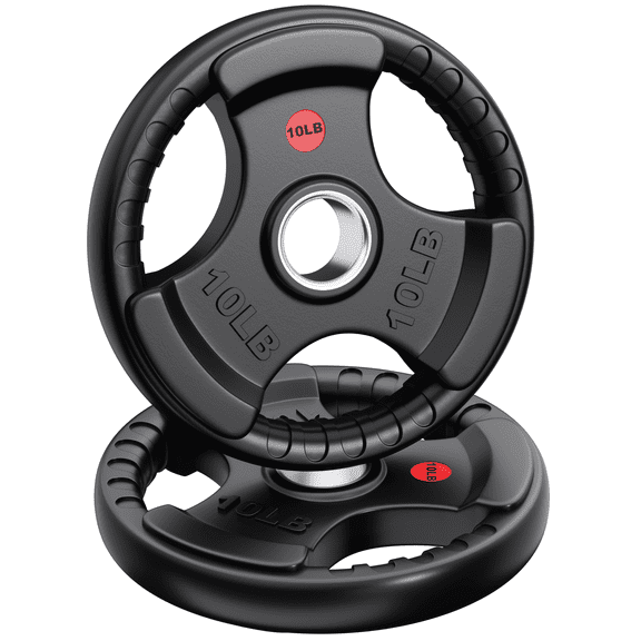 GIKPAL 20lb Weight Plate 2-Inch Rubber Coated Olympic Grip Plate in Pairs or Single for Strength Training, Weightlifting, Crossfit, Solid Cast Iron Weight Plate for Barbell