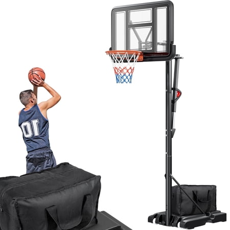 GIKPAL 44" Basketball Hoop System with Sandbag, Quick Easy Adjust Height from 4ft5in-10ft, Basketball Goal with Wheels Indoor Outdoor for Adults & Kids