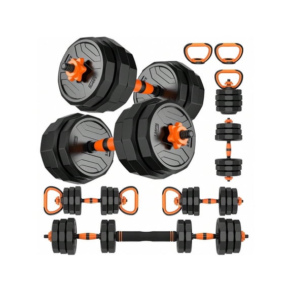 GIKPAL 44lb 6-In-1 Adjustable Dumbbells Set Free Weight Set With Connector Used As Barbell, Kettlebells, Push Up Stand, Fitness Exercises For Home Gym Suitable Men/Women