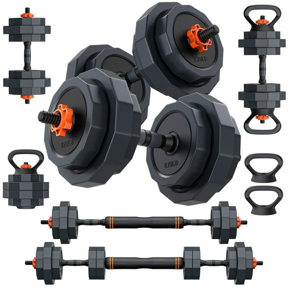 GIKPAL 45lb 4-in-1 Adjustable Dumbbells Set with Connector – Convertible Free Weights for Barbell, Kettlebells & Push-Up Stand, Home Gym Fitness Equipment for Men & Women