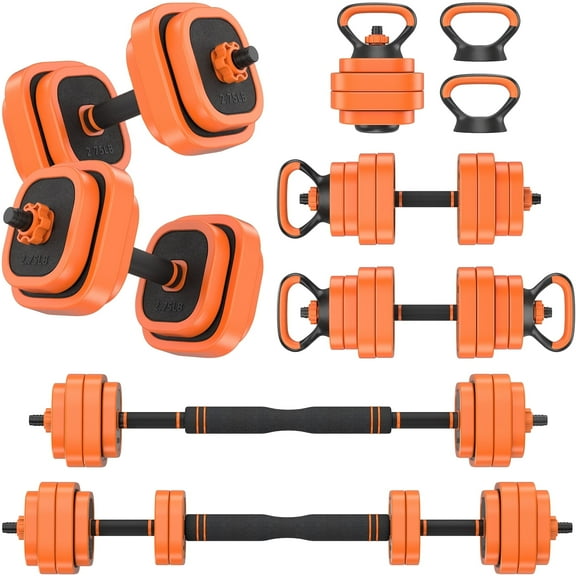 GIKPAL 45lbs Adjustable Dumbbells Set, 4 in 1 Free Weights Dumbbells Set with Connector Used as Dumbbell, Barbell, Push up Stand, Kettlebells for Home Gym Exercises