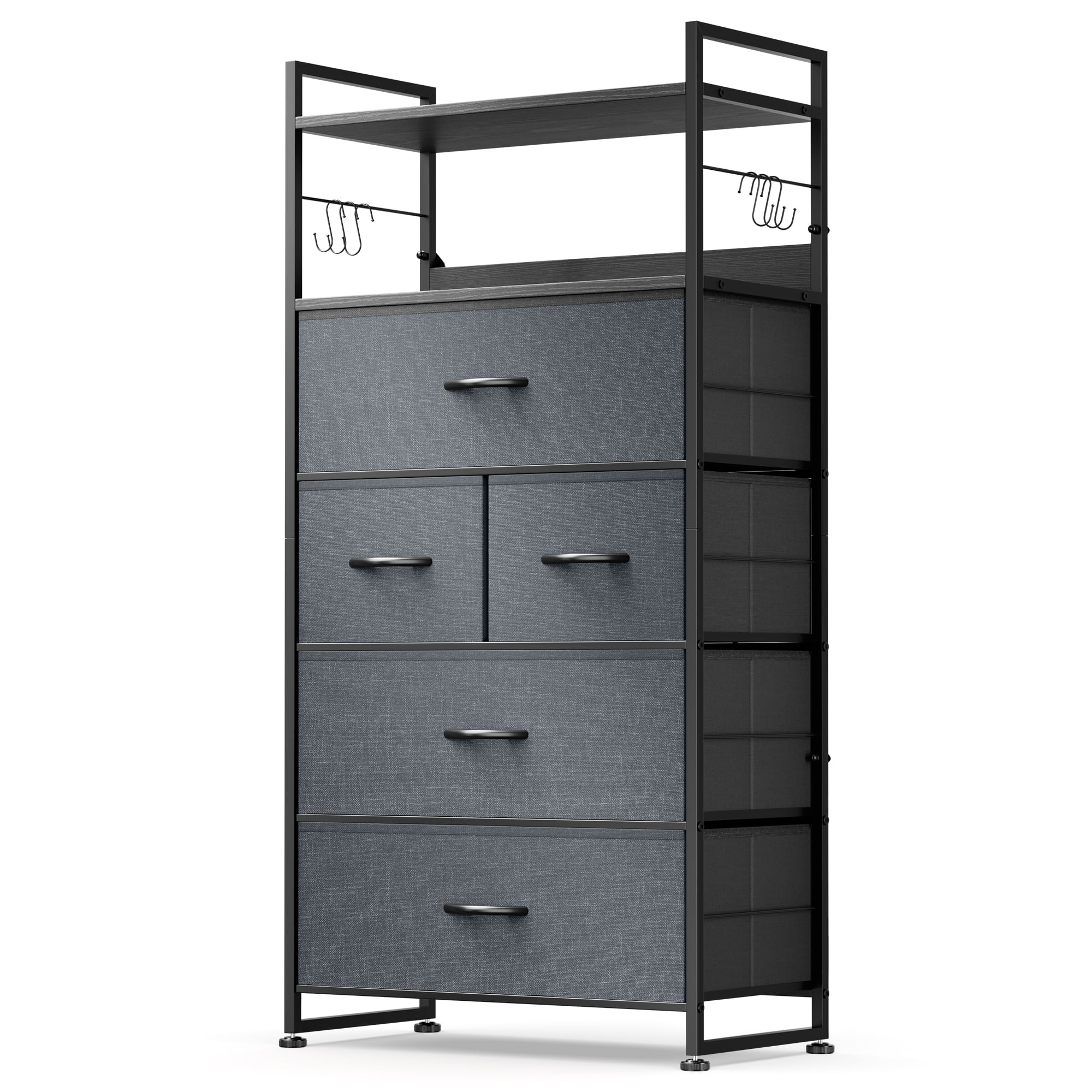 GIKPAL 10-Drawer Dresser, Chest of Drawers for Bedroom with Side Pockets  and Hooks Fabric Storage Dresser Sturdy Steel Frame Wood Top Organizer Unit