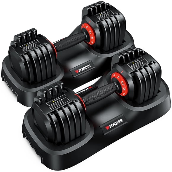 GIKPAL 50LB(25lbs*2) Adjustable Dumbbells Set,10 in 1 Quick-Select 2.5-25lbs Weight Adjustable Dumbbells for Full Body Home Workout