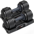 thumbnail image 1 of GIKPAL 50lbs(25lb*2) Adjustable Dumbbells,Quick Select 5-25lbs set of 2 Adjustable Free Weights Plates with Rack for Women and Men for Home Gym Full Body Workout Fitness, 1 of 7