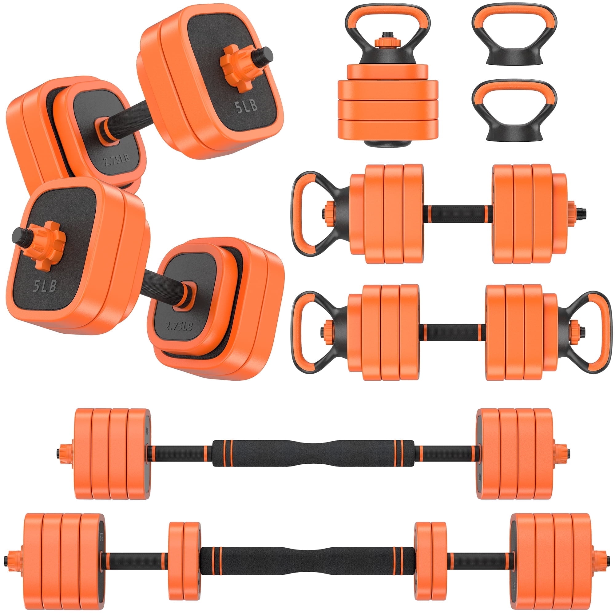GIKPAL 65lbs Adjustable Dumbbells Set, 4 in 1 Free Weights Dumbbells Set with Connector Used as Dumbbell, Barbell, Push up Stand, Kettlebells for Home Gym Exercises