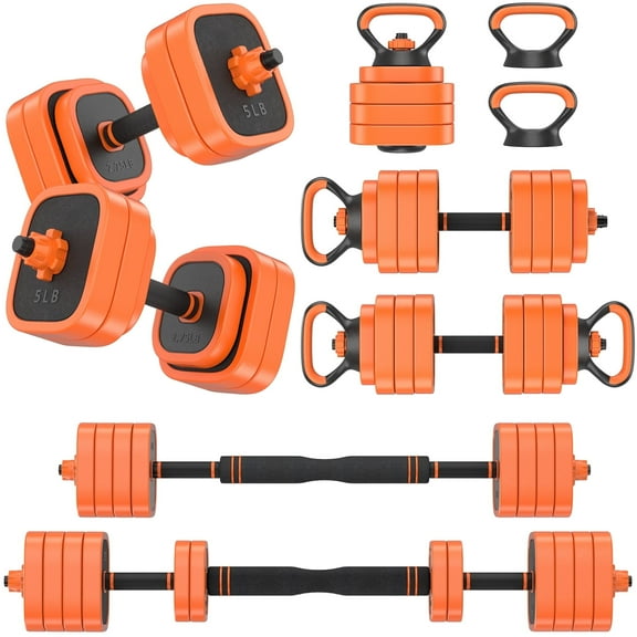 GIKPAL 65lbs Adjustable Dumbbells Set, 4 in 1 Free Weights Dumbbells Set with Connector Used as Dumbbell, Barbell, Push up Stand, Kettlebells for Home Gym Exercises
