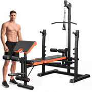 GIKPAL 800lbs 10-in-1 Multi-Function Adjustable Weight Bench Press Set with Row Machine & Lat Pull Down,Full Body Strength Training Workout Bench Exercise Equipment with Leg Developer, Preacher Curl