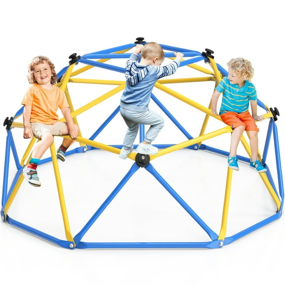 GIKPAL 6FT Dome Climber, Jungle Gym for Kids 3-5 Year Outdoor Play Center, Supporting 600 lbs Rugged and Interesting Climbing Dome, Yellow and Blue