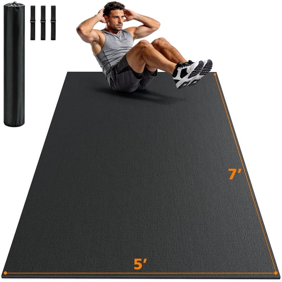 GIKPAL 7*5FT Large Exercise Mat, High-Density Non-Slip Workout Mat for Home Gym, Yoga, Pilates & Floor Fitness, Black