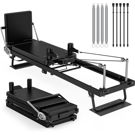 GIKPAL 92" Foldable Pilates Reformer Machine for Home Gym,Balanced Body Pilates Exercise Equipment with Jump Board