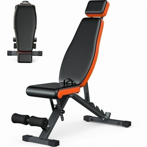 GIKPAL 8 Positions Adjustable Weight Bench With Extended Headrest,Foldable Workout Bench Olympic Weight Bench Press for Home Gym Full Body Strength Training,Support up to 800lbs