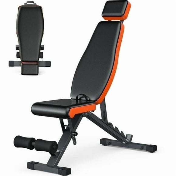 GIKPAL 8 Positions Adjustable Weight Bench With Extended Headrest,Foldable Workout Bench Olympic Weight Bench Press for Home Gym Full Body Strength Training,Support up to 800lbs