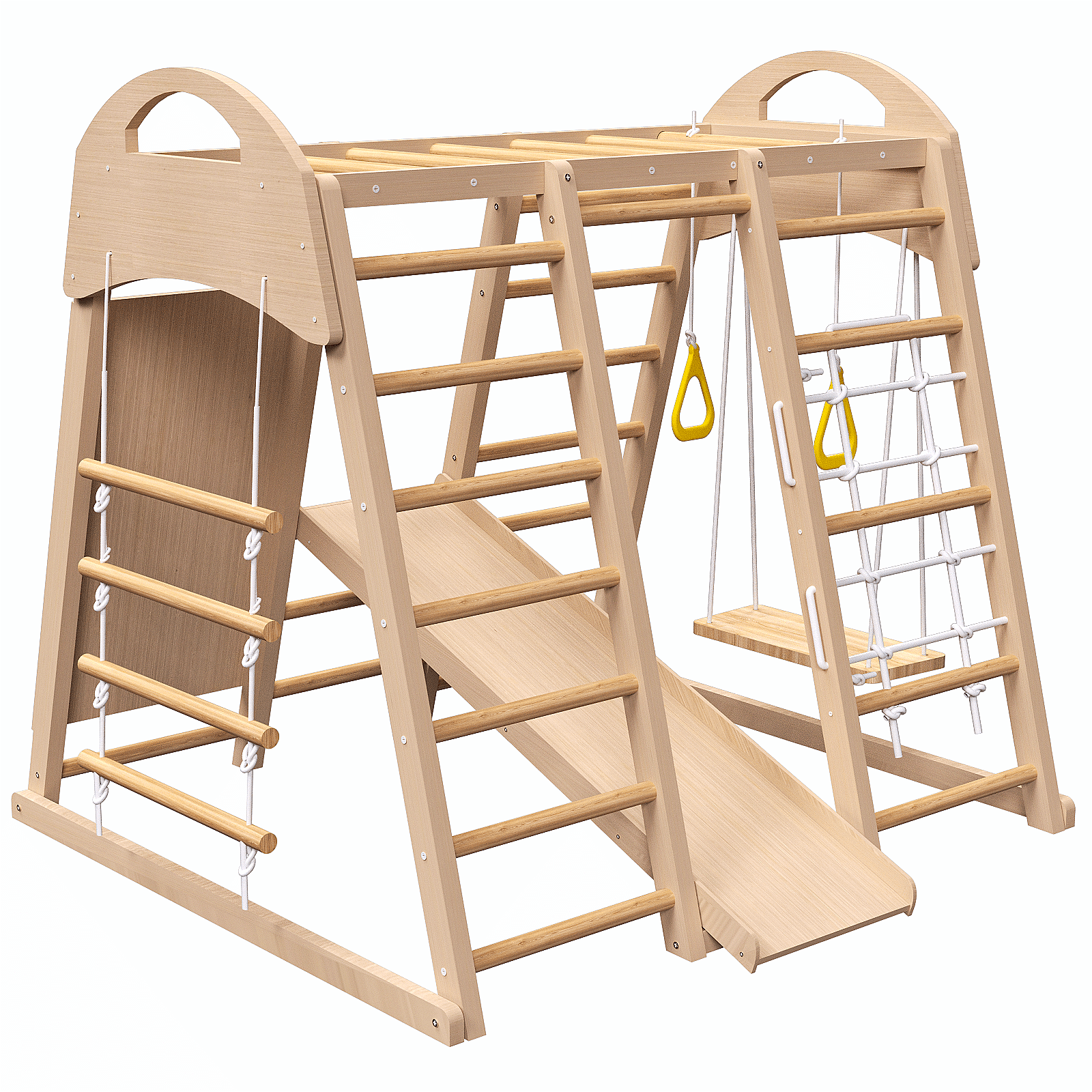 GIKPAL 8-in-1 Wooden Jungle Gym, Indoor/Outdoor Playset with