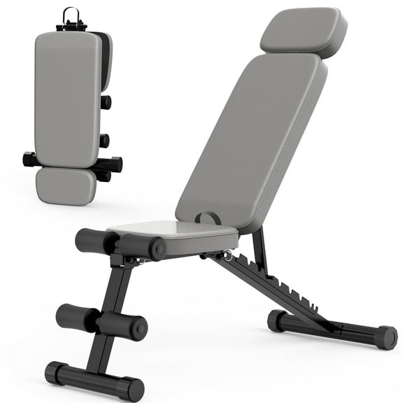 GIKPAL 9 Positions Adjustable Weight Bench,Foldable Workout Bench Olympic Weight Bench for Home Gym Full Body Strength Training,Support up to 800lbs