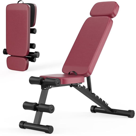 GIKPAL 9 Positions Adjustable Weight Bench,Foldable Workout Bench Olympic Weight Bench for Home Gym Full Body Strength Training,Support up to 800lbs