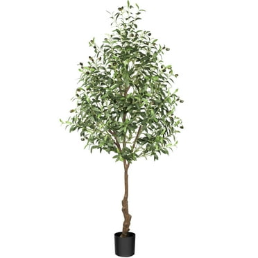GIKPAL Artificial Olive Plants, 6ft Plastic Olive Tree over 1440 Leaves Pre Potted Faux Greenry Tall Trees for Indoor, House Decorations for Living Room