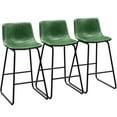 thumbnail image 1 of GIKPAL Bar Stools 26" Faux Leather Counter Height Barstools with Back Set of 3, Modern Counter Stools with Metal Legs and Footrest, Armless Chairs with Back for Kitchen Living Room Pub, Green, 1 of 8