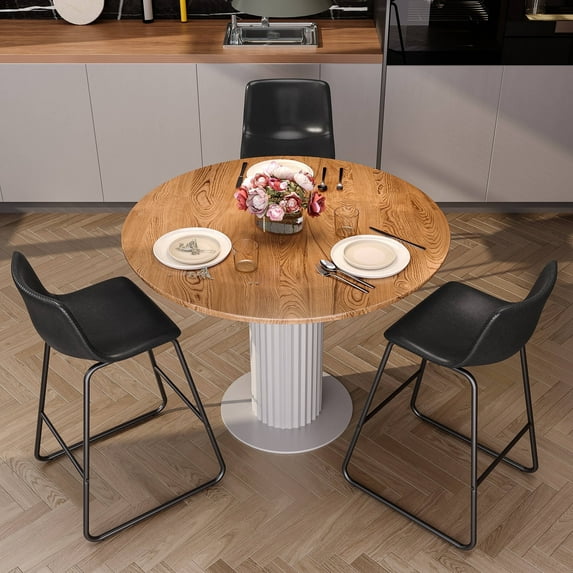 GIKPAL Bar Stools 26" Faux Leather Counter Height Barstools with Back Set of 6, Modern Counter Stools with Metal Legs and Footrest, Armless Chairs with Back for Kitchen Living Room Pub, Black