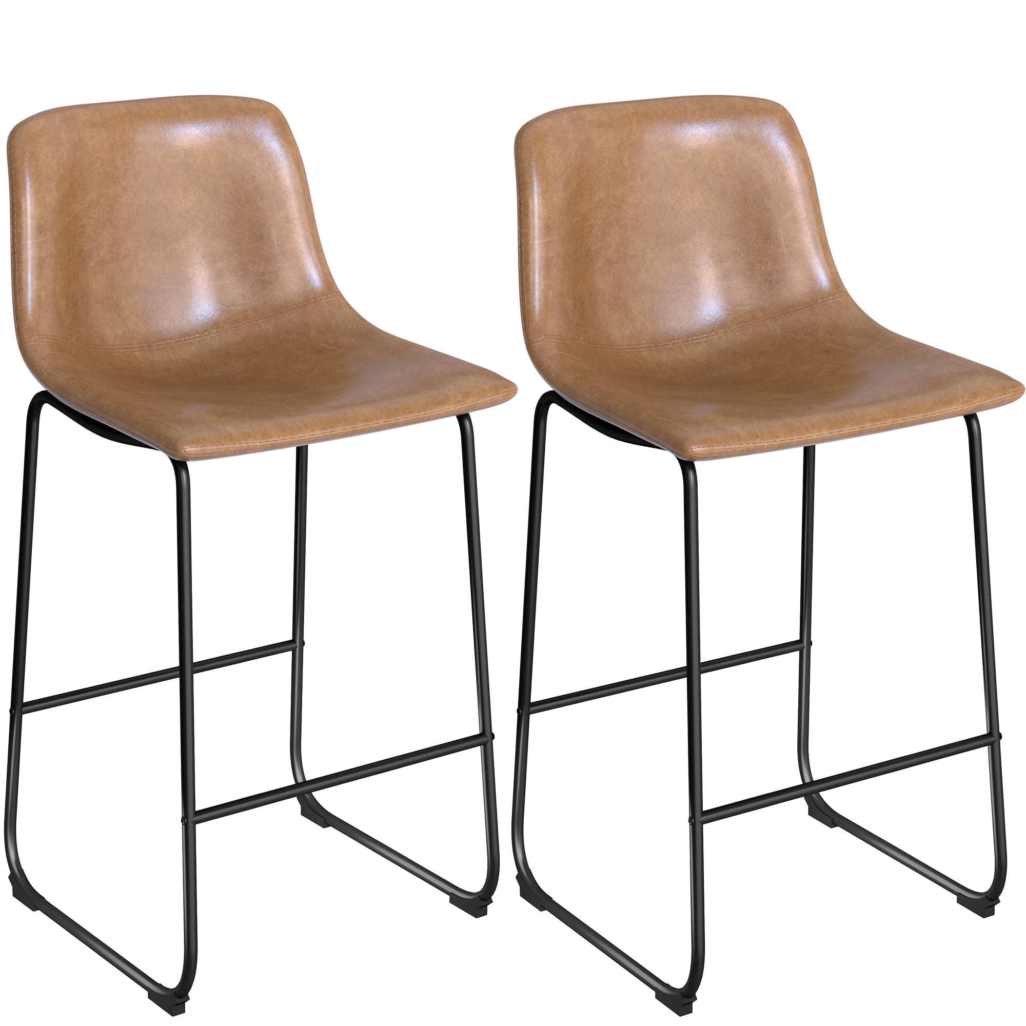 GIKPAL Barstools 28'' PU Leather Upholstered Bar Stool Set of 2 Counter
