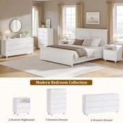 GIKPAL Bedroom Furniture Set of 4, Includes 6 Drawer Dresser, 5 Drawer Dresser, Nightstand Set of 2 with Charging Station, Modern Wood Dresser and Nightstand Sets, White