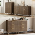 thumbnail image 1 of GIKPAL Bedroom Furniture Set - Includes 6 Drawer Dresser & 5 Drawer Dresser & 3 Drawer Nightstand Set of 2 with USB, Boho Dresser and Nightstand Sets, Walnut, 1 of 16