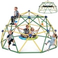 thumbnail image 1 of GIKPAL Climbing Dome, 10FT Dome Climber with Hammock & Swing Set for Kids Outdoor Play Equipment, Supports up to 1000lbs Jungle Gym, Anti-Rust, Easy Assembly,Yellow+Green, 1 of 10
