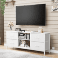 GIKPAL Dresser TV Stand, White Dressers for Bedroom TV Stand 4 Drawers with Power Outlet for 50