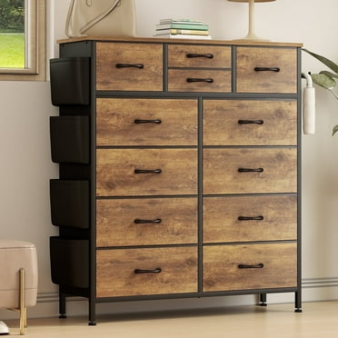 Aowos 12 Drawer Fabric Dresser for Bedroom, Chest of Drawer Organizer Storage Cabinet for Closet, Entryway, Brown