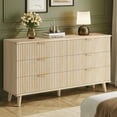 thumbnail image 1 of GIKPAL Dressers for Bedroom 6 Drawer, Wood Chest of Double Drawers Dressers, Modern Boho Fluted Storage Cabinet with Metal Handles, for Living Room, Entryway & Hallway, Natural, 1 of 8