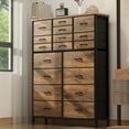 GIKPAL 18Drawer Dresser, Rustic Brown, Bedroom Chest with Fabric Tall
