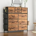 GIKPAL 10Drawer Dresser Bedroom Furniture with Large Capacity, Steel Frame & Wood Top, Brown